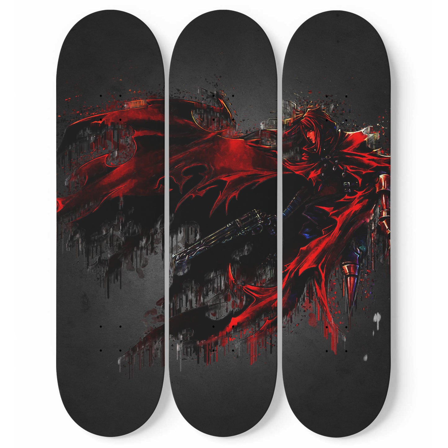 Final Fantasy | Vincent Valentine Sketch Paint 3piece Skateboard Wall Art