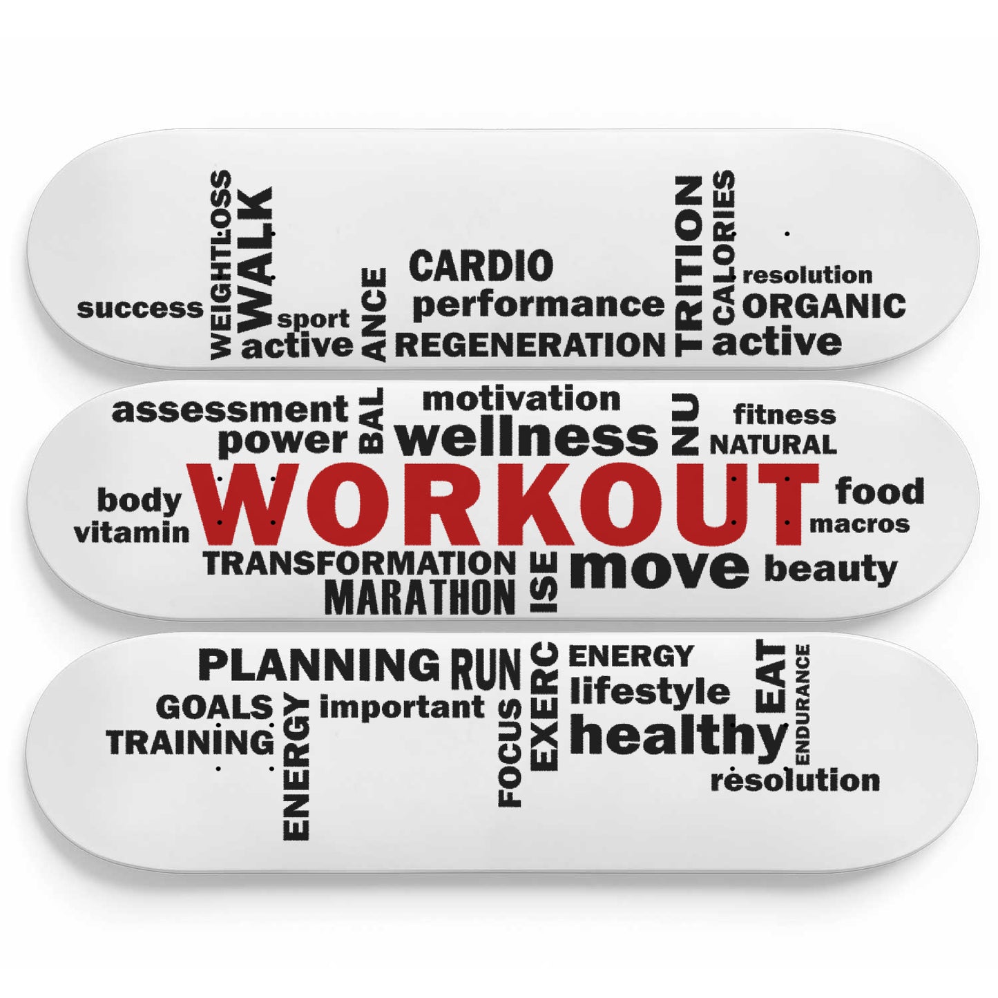 Workout Motivational Gym Wall Art - 3-piece Skateboard Wall Art