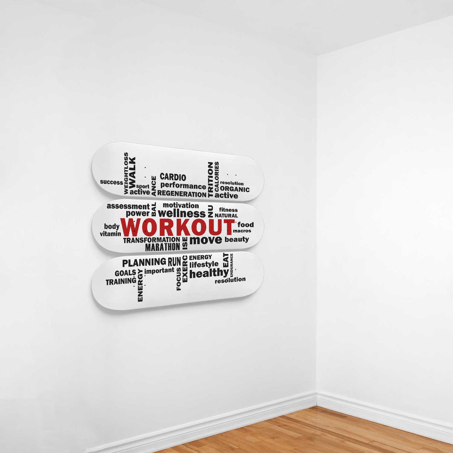 Workout Motivational Gym Wall Art - 3-piece Skateboard Wall Art
