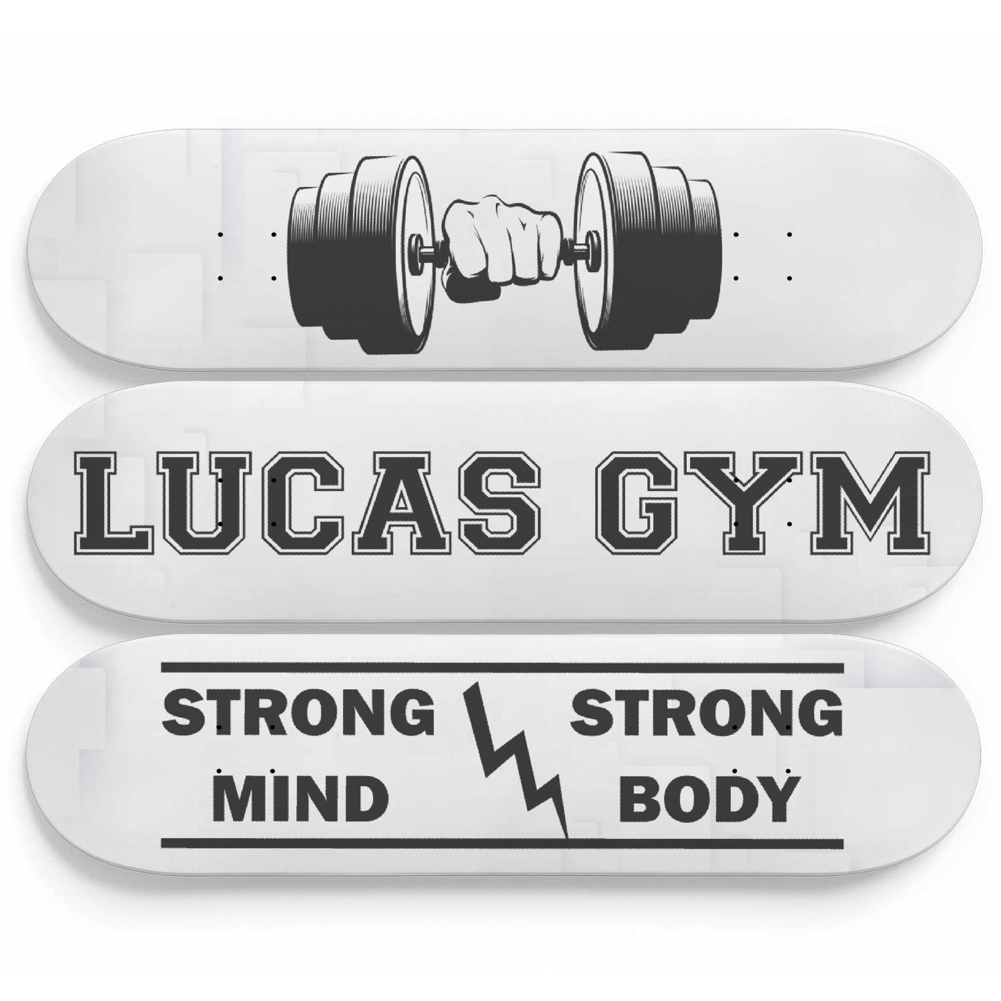 Personalized Gym Wall Decal - 3-piece Skateboard Wall Art