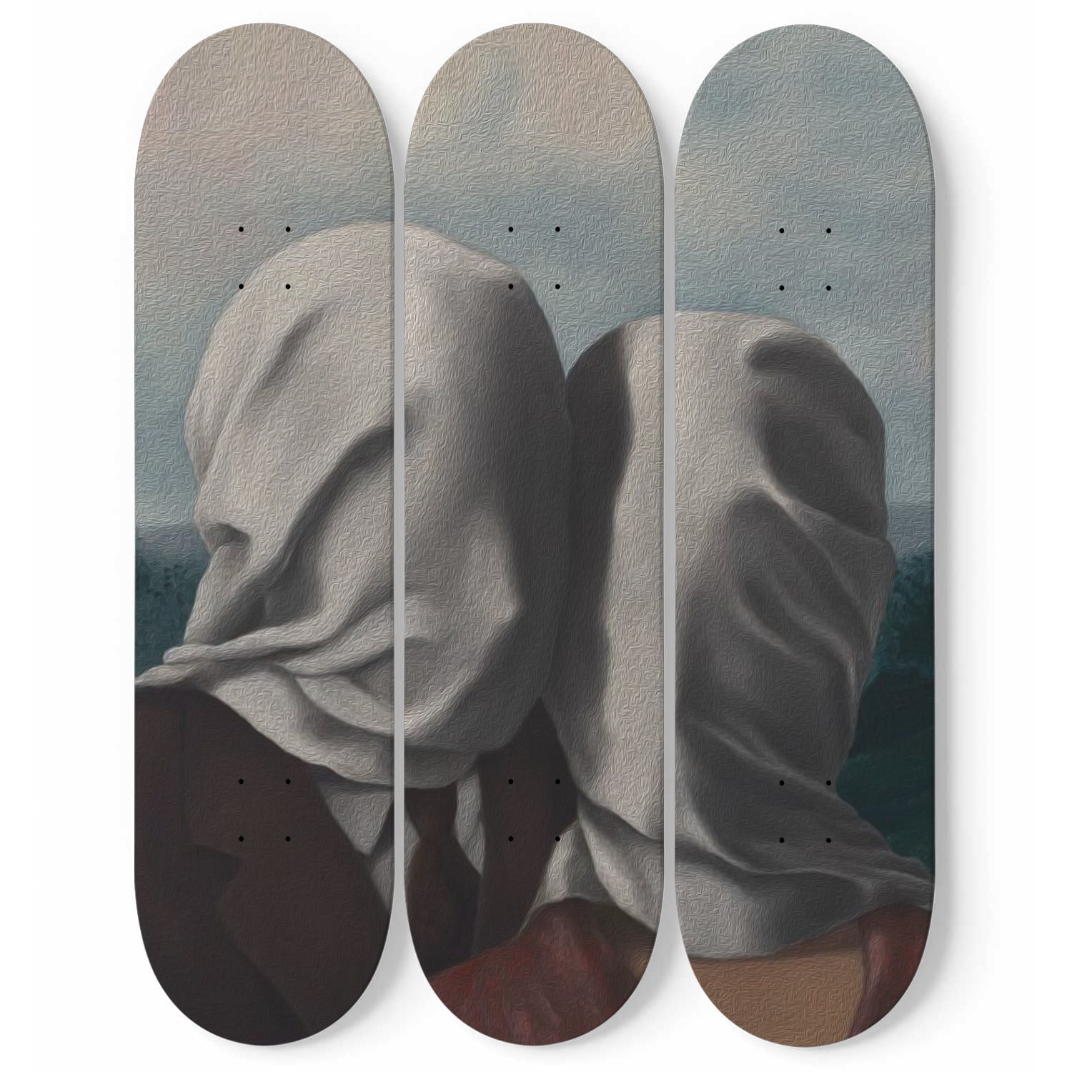 føderation tømrer Erobrer René Magritte The Lovers I - 3-piece Skateboard Wall Art – Skateboard Artsy