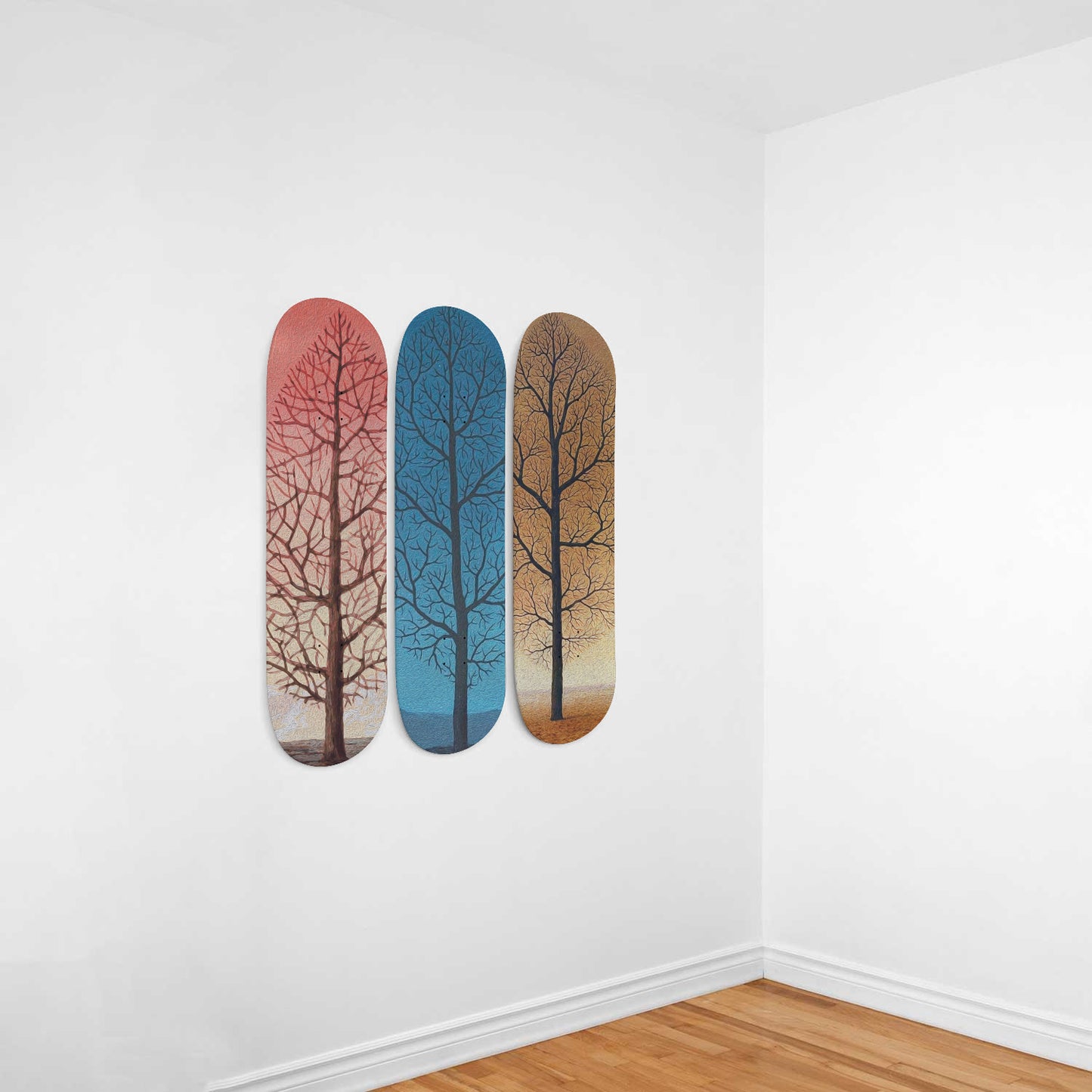 Ren?? Magritte Tree Painting - 3-piece Skateboard Wall Art