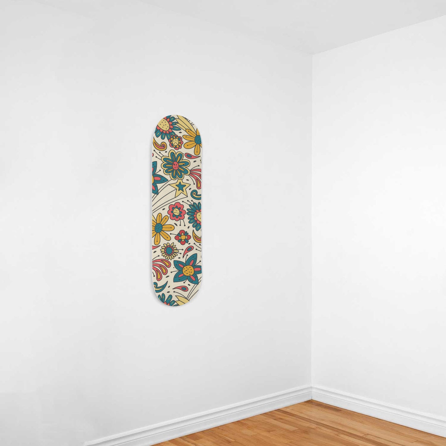 Hand Drawn Groovy Floral Pattern | 1 piece Skateboard Wall Art