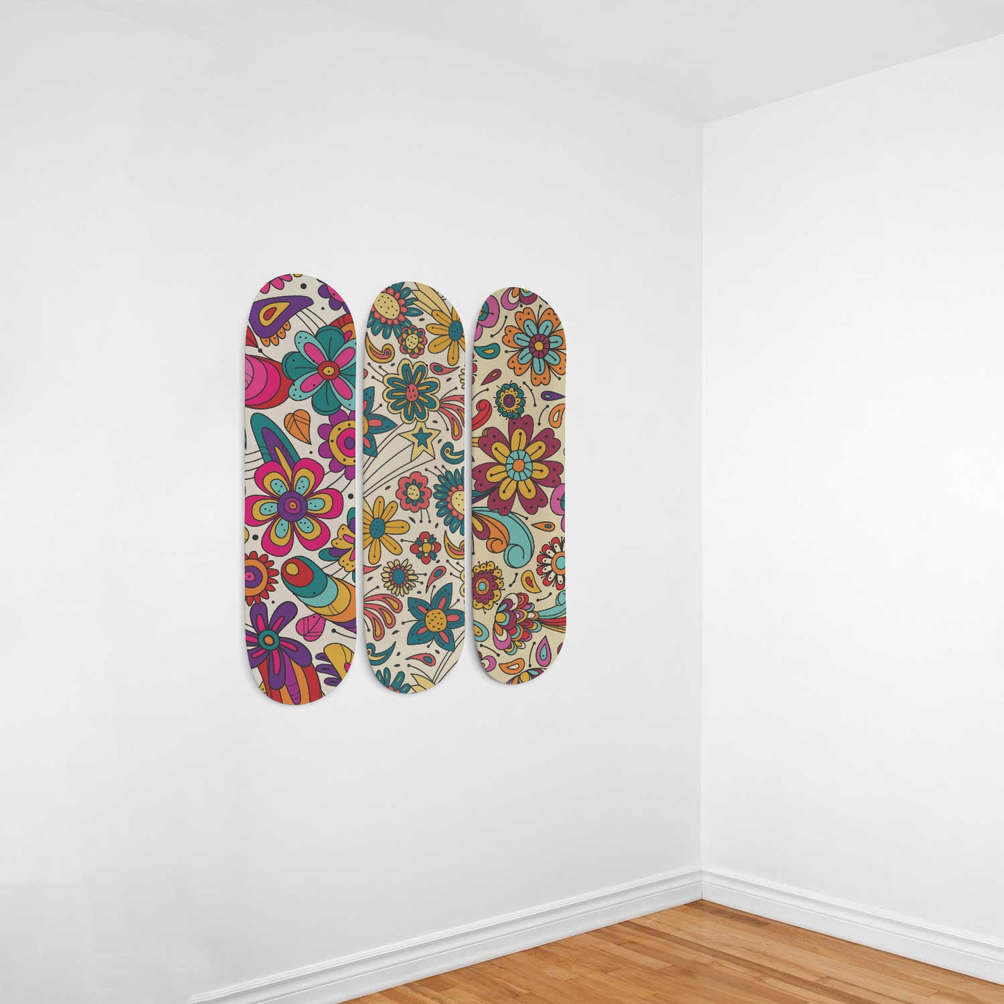 Spring Blooming, Flowers and Leaves | 3 Skateboard Wall Art