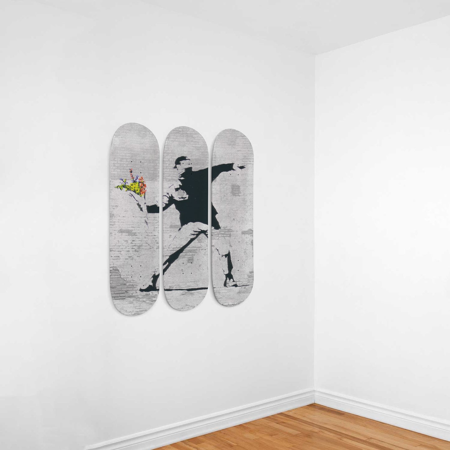 Banksy - Flower Thrower, 3-piece Skateboard Wall Art