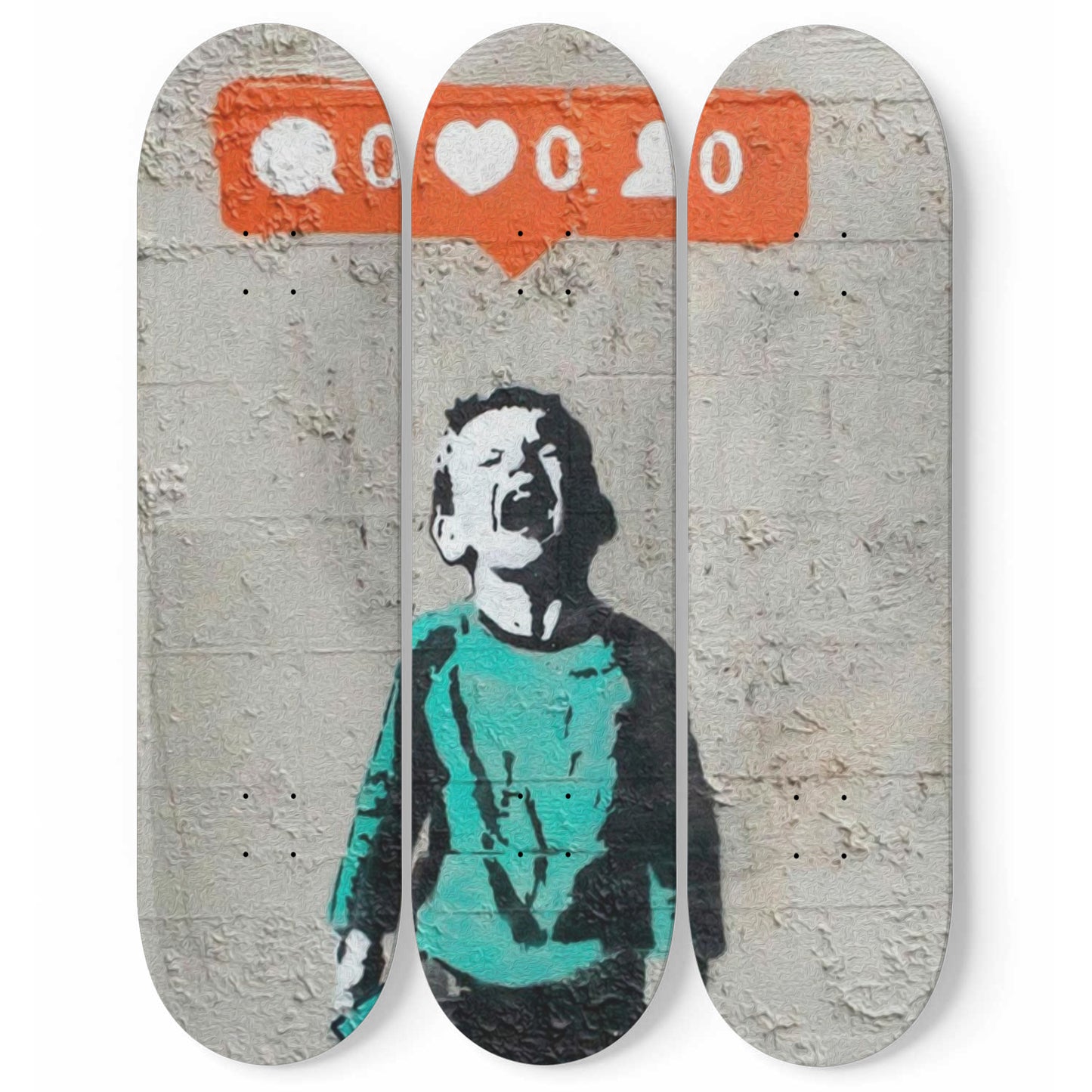 Banksy - Social Media Boy, 3-piece Skateboard Wall Art