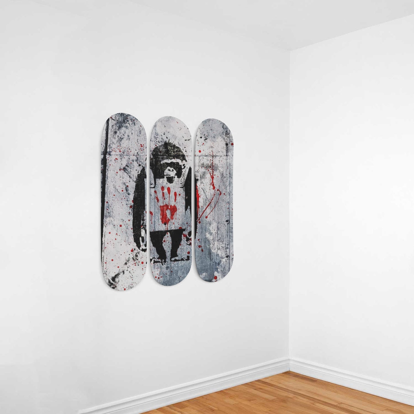 Banksy - Monkey Sign, 3-piece Skateboard Wall Art