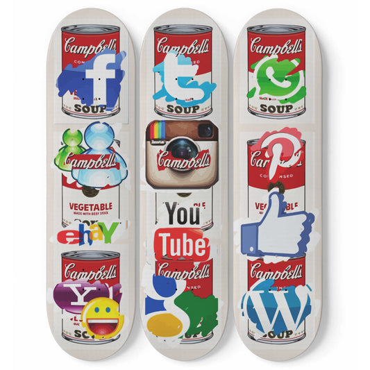 Andy Warhol Campbell Soup | Social Media - 3-piece Skateboard Wall Art