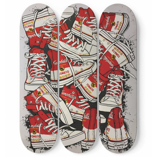 Andy Warhol Campbell Soup | Shoes Art - 3-piece Skateboard Wall Art