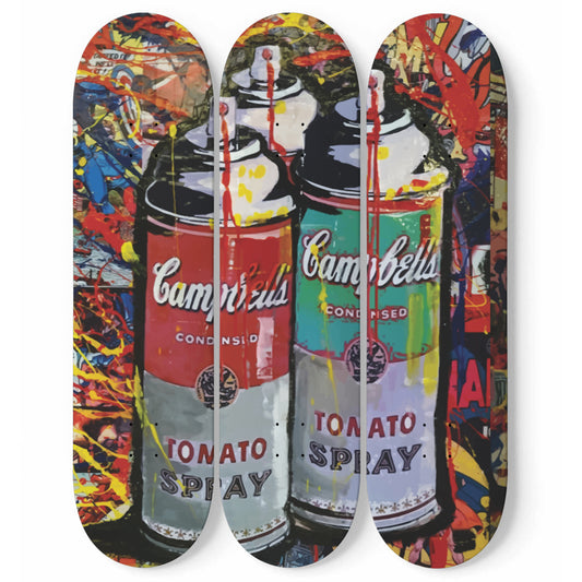 Andy Warhol Campbell Soup | Tomato Spray Art - 3-piece Skateboard Wall Art