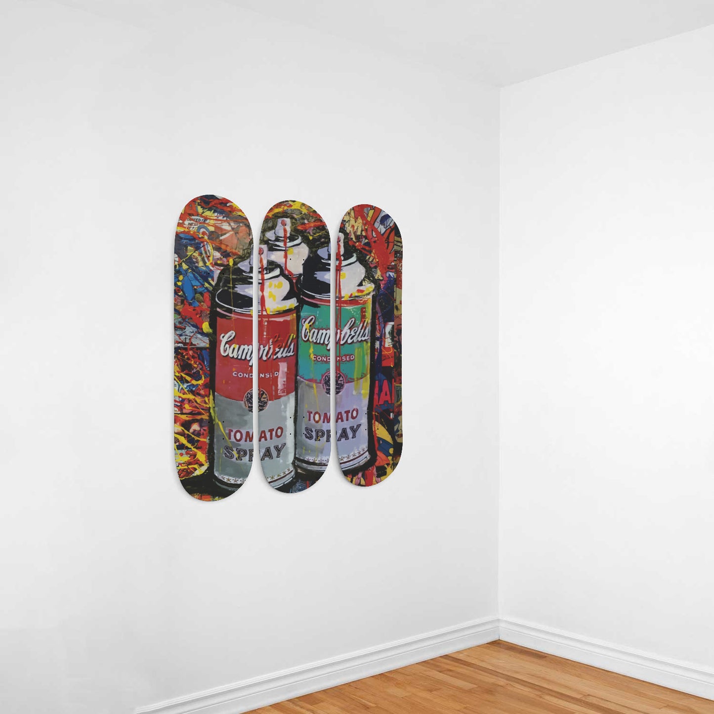 Andy Warhol Campbell Soup | Tomato Spray Art - 3-piece Skateboard Wall Art