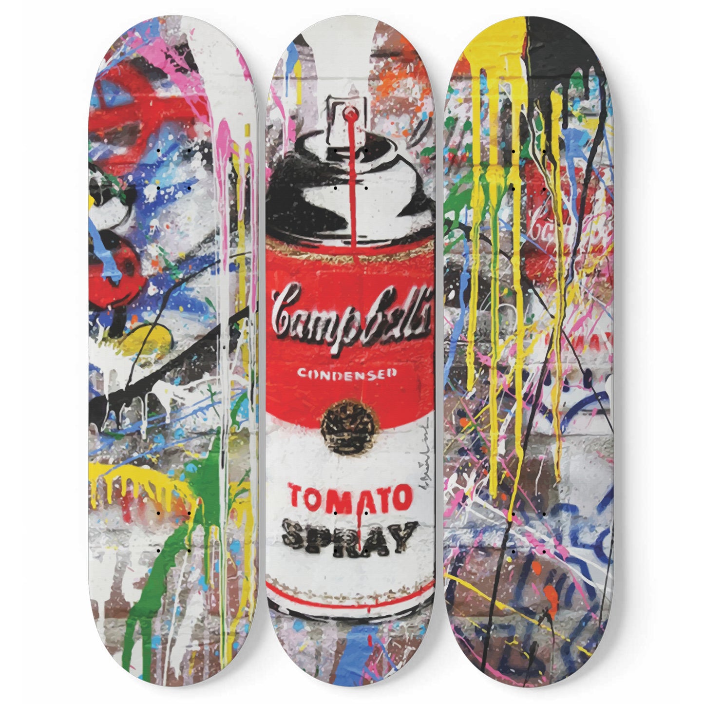 Andy Warhol Campbell Soup | Tomato Spray Art - 3-piece Skateboard Wall Art