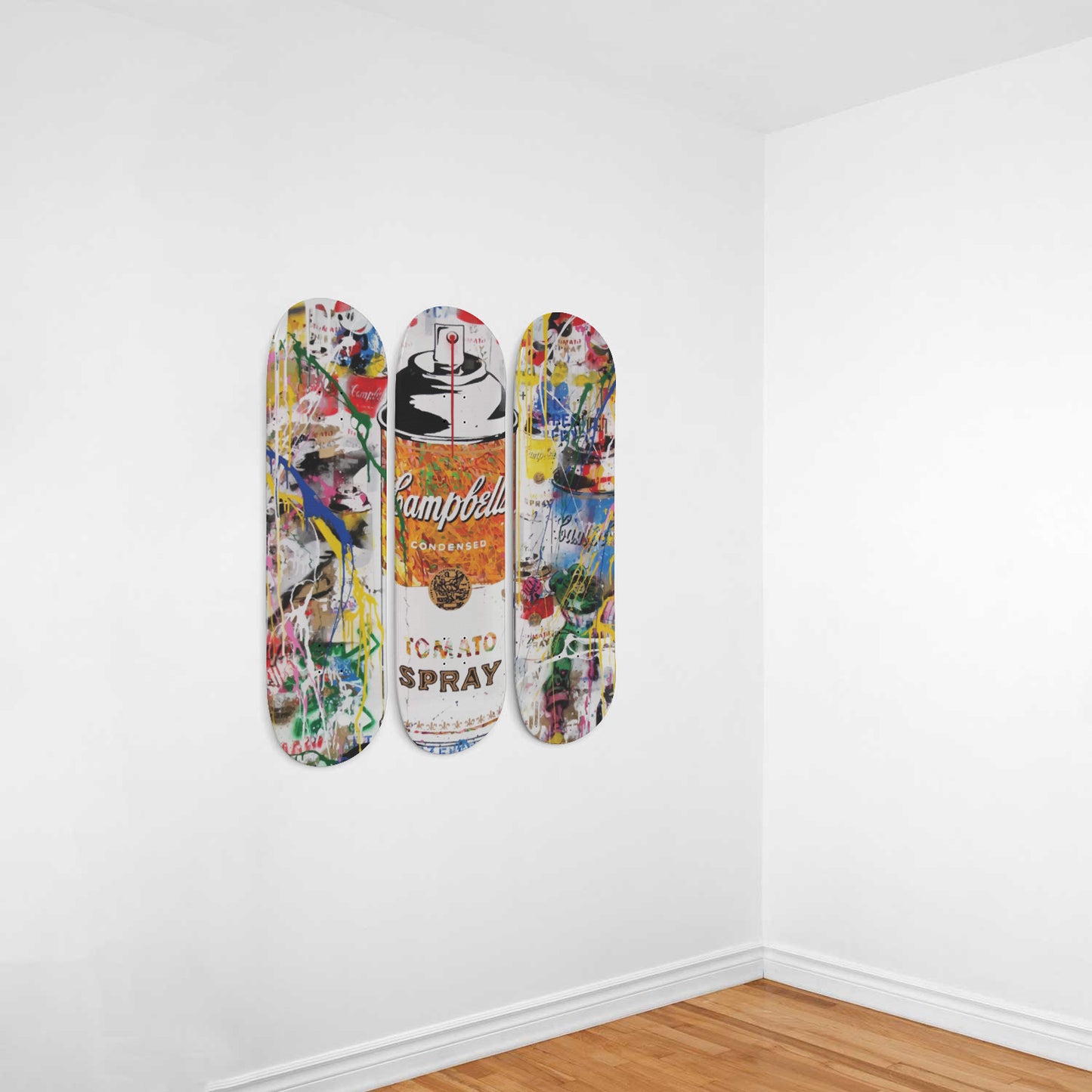 Andy Warhol Campbell Soup | Tomato Spray Art - 3-piece Skateboard Wall Art