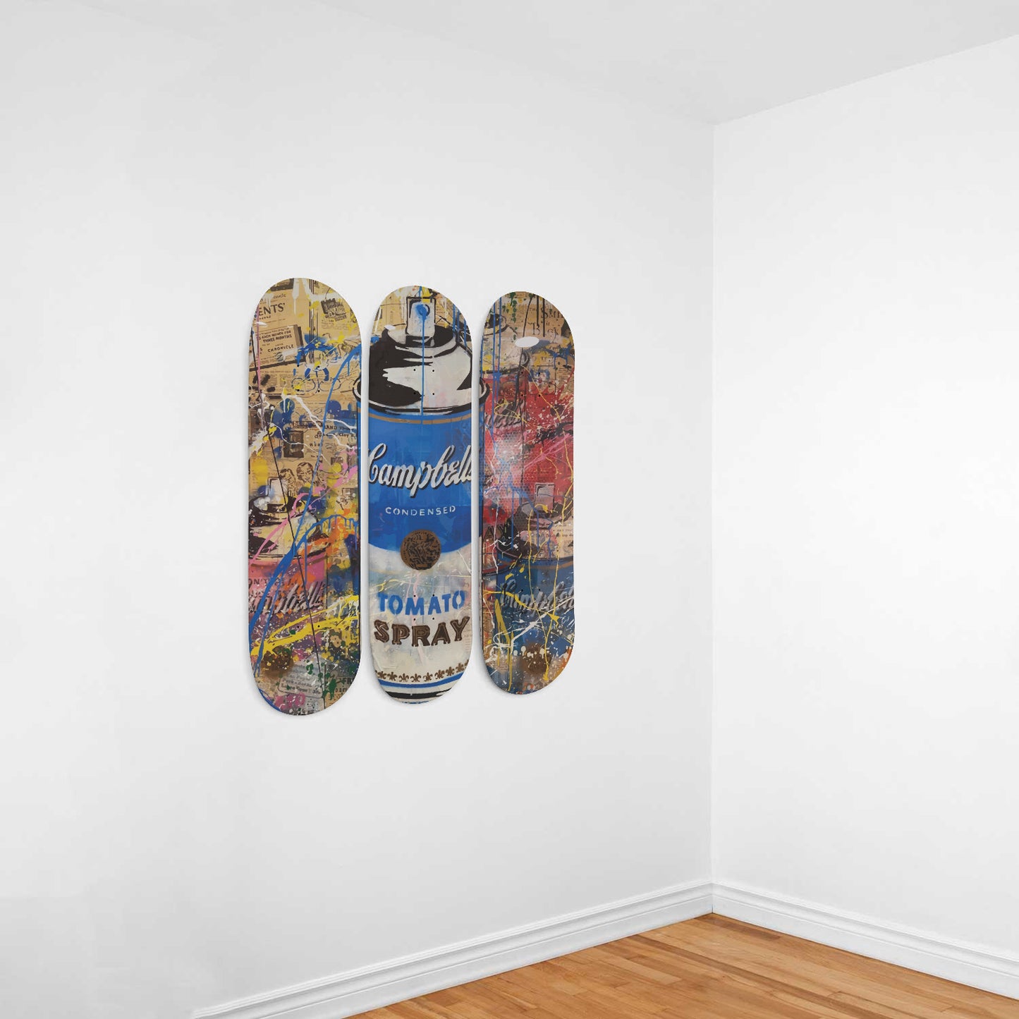 Andy Warhol Campbell Soup | Tomato Spray Art - 3-piece Skateboard Wall Art