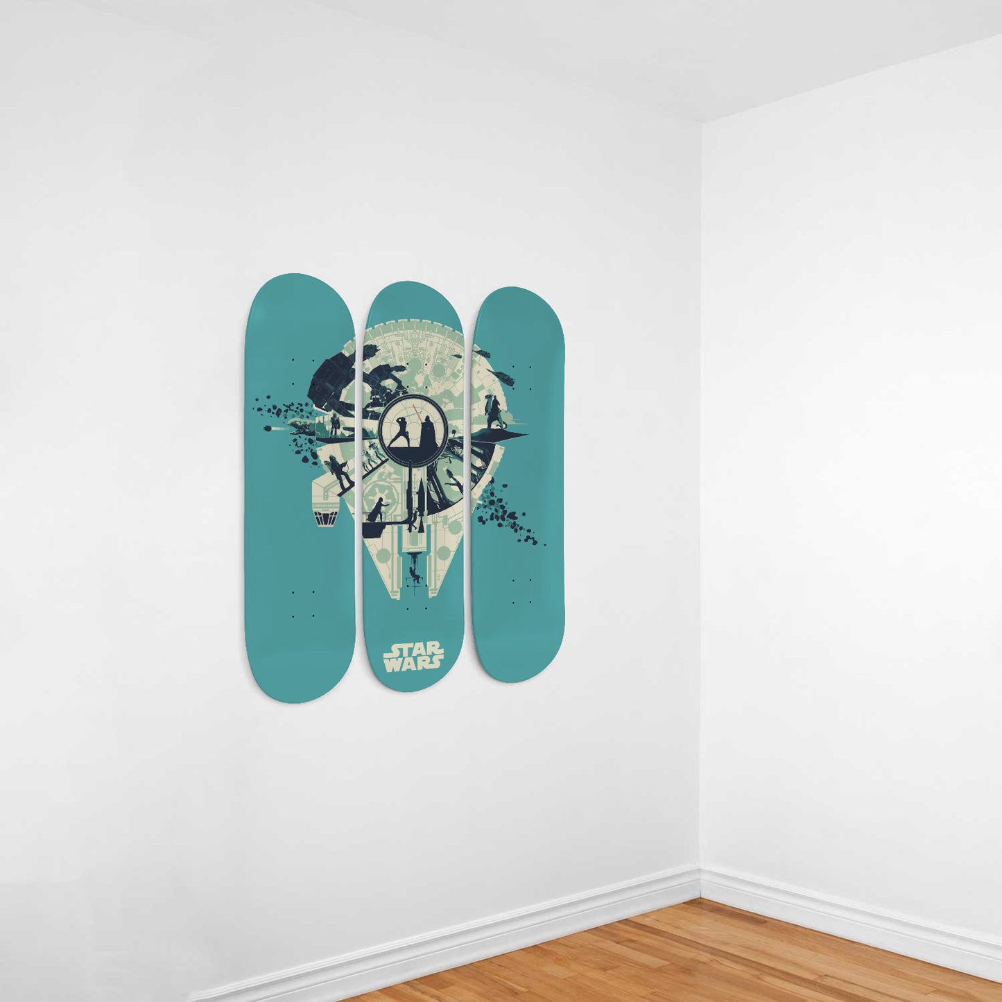 Star Wars - Millennium Falcon Silhouette - 3-piece Skateboard Wall Art