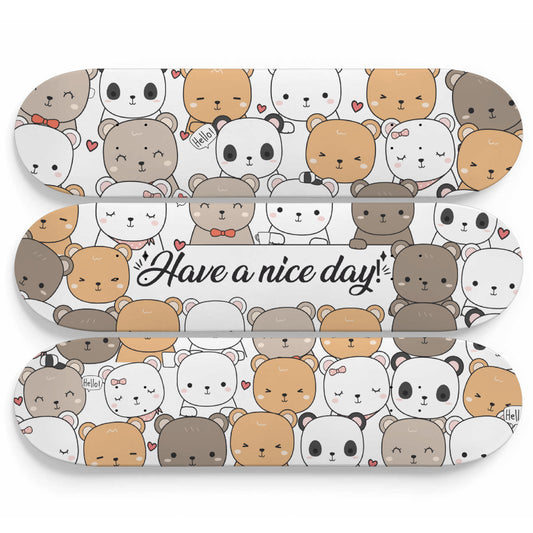 Lovable Teddy Bears, Polar Bears & Pandas - 3 piece - Skateboard Wall Art