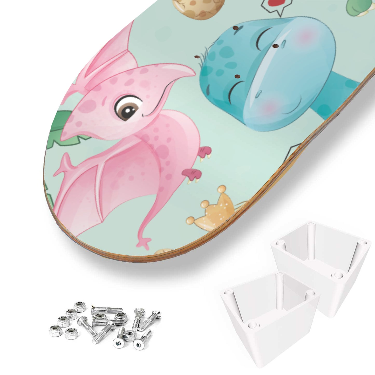Cutesy Dinosaur Friends - 3 piece - Skateboard Wall Art