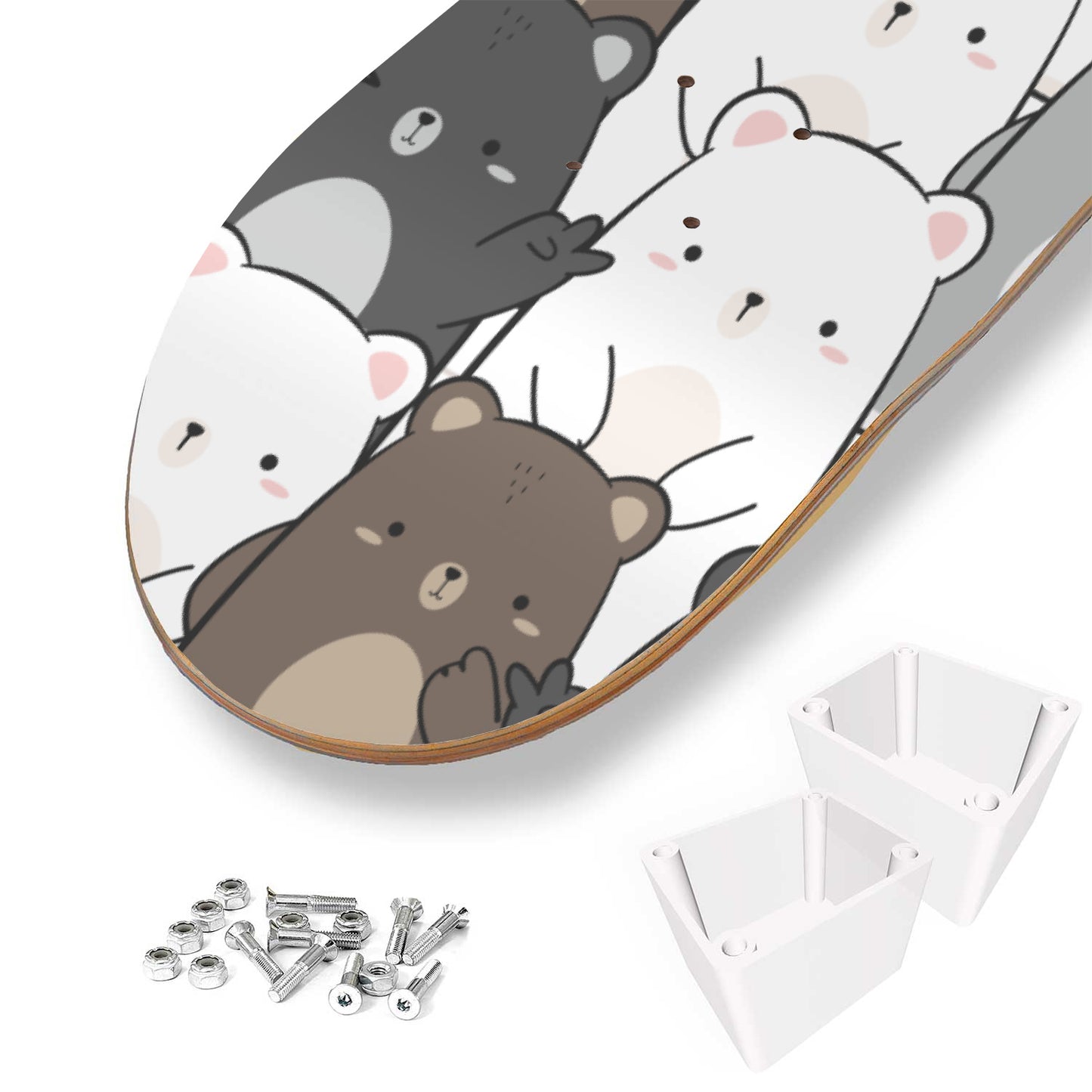 Cute Teddy Bear & Polar Bear - 3-piece Skateboard Wall Art