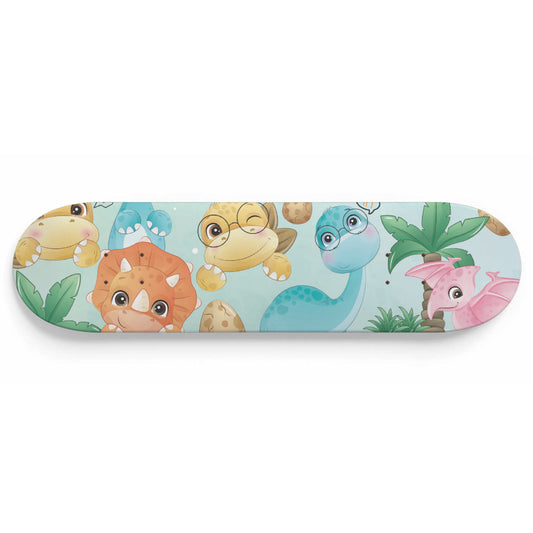 Cutesy Dinosaur Friends - Skateboard Wall Art
