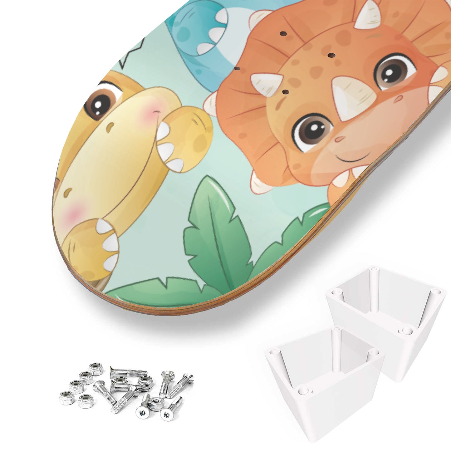 Cutesy Dinosaur Friends - Skateboard Wall Art