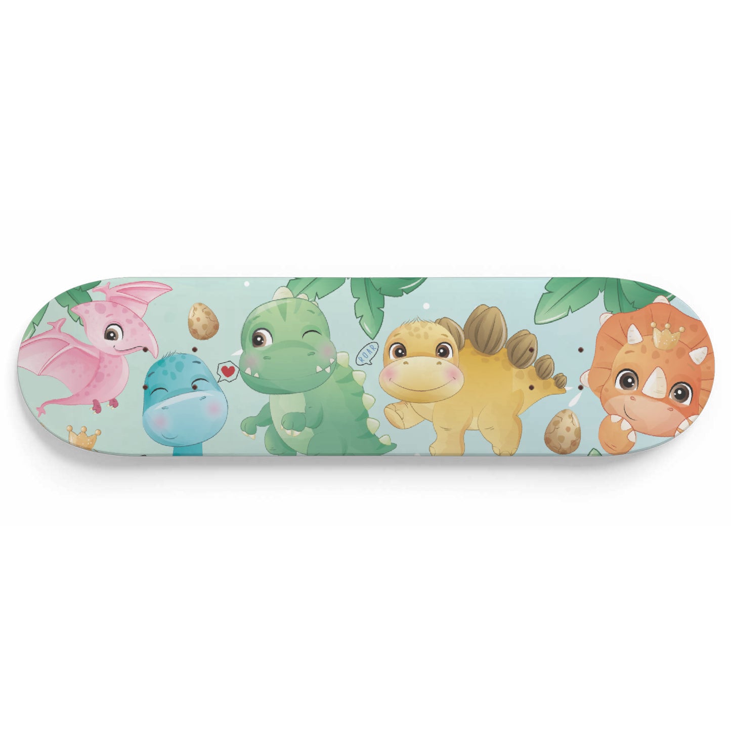 Cutesy Dinosaur Friends - Skateboard Wall Art