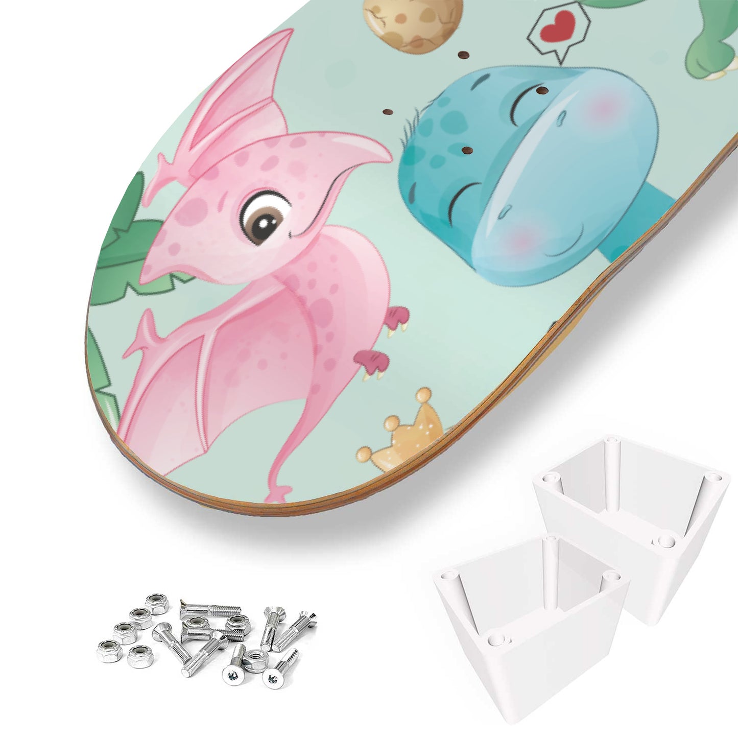 Cutesy Dinosaur Friends - Skateboard Wall Art