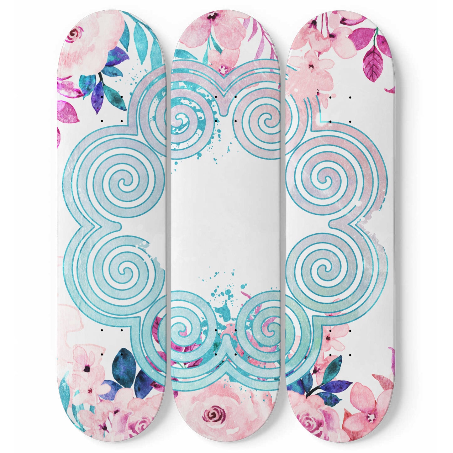 Hmong Textile Symbol Inspired - Elephant Foot- 3 Piece Skateboard Wall Art