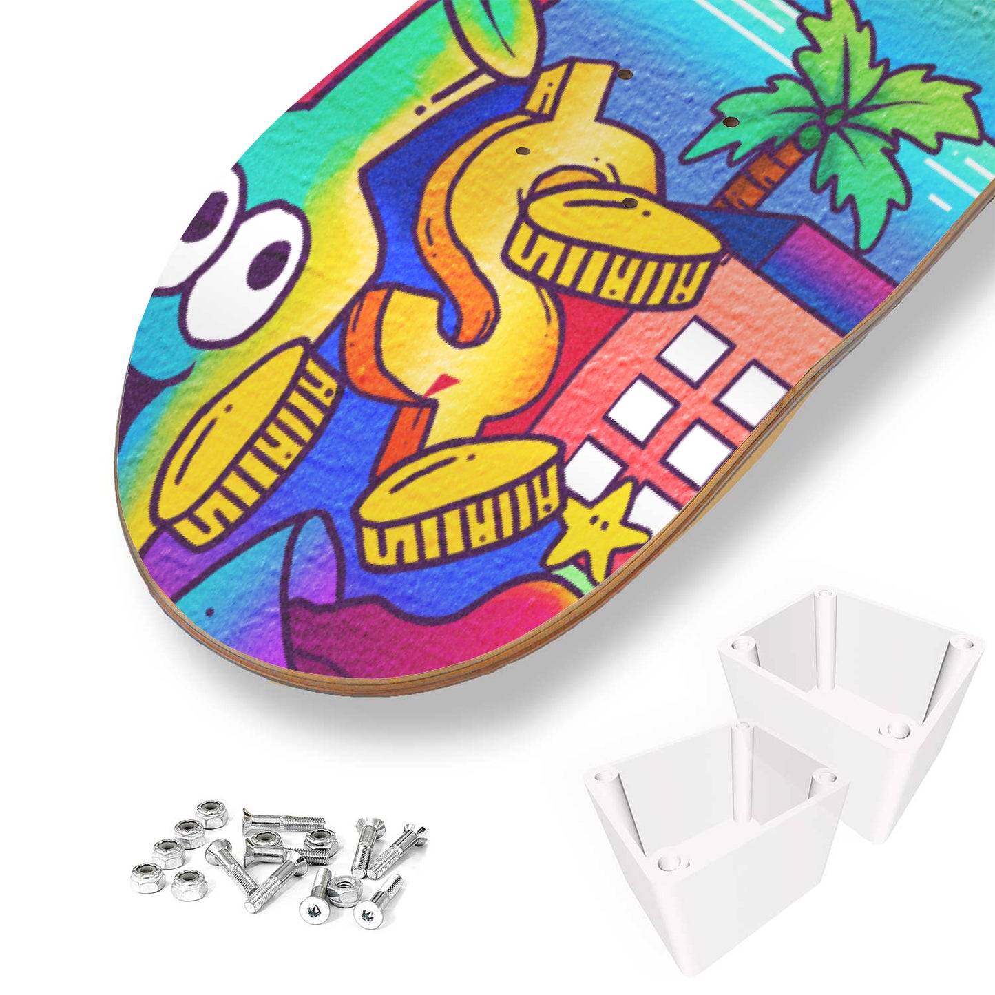 Cali Beach Fun Doodle - 1 Piece Skateboard Wall Art