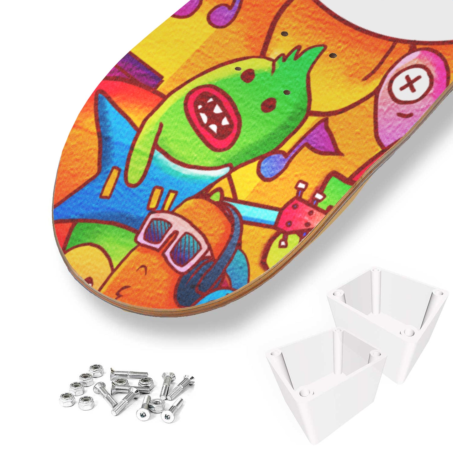 Retro Music Lover Doodle - Skateboard Wall Art