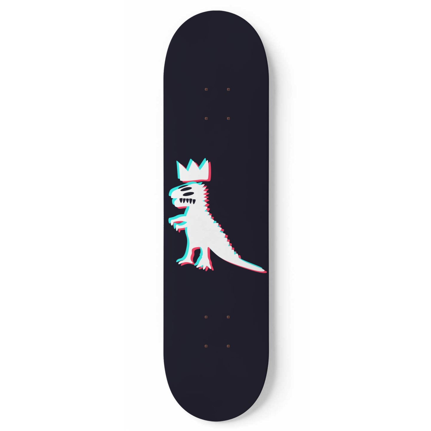 Dino on Black | Wall Art -Punky Dino | Dinosaur Inspired | 1 Piece Skateboard Wall Art, Deck Art | Wall Hanging Decor | Custom Printed Wall Art
