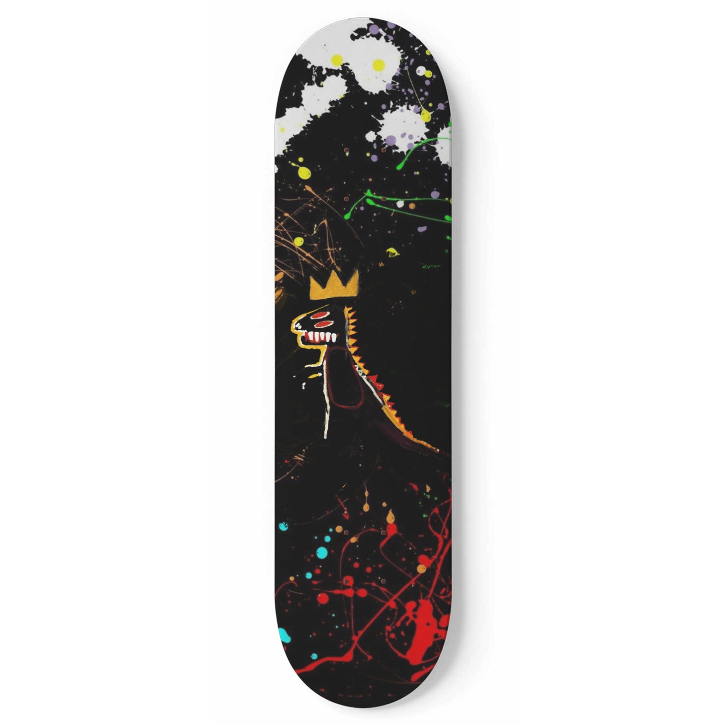 Dino on Splash Paint | Wall Art -Punky Dino | Dinosaur Inspired | 1 Piece Skateboard Wall Art, Deck Art | Wall Hanging Decor | Custom Printed Wall Art