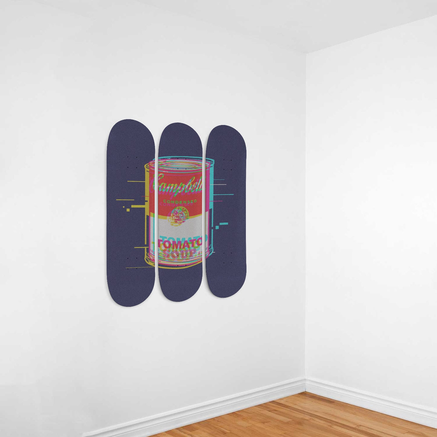 Andy Warhol Inspired - Campbell Soup | Retro Art - 3-piece Skateboard Wall Art | Aesthetic Vintage Style Wall Art | Inspired Art