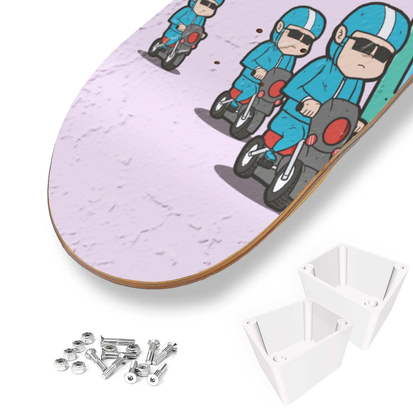 Donut Truck Banksy With Police Escort | 3 - Deck Skateboard Art, Mount Hanged Maple Wood Skateboard Wall Art