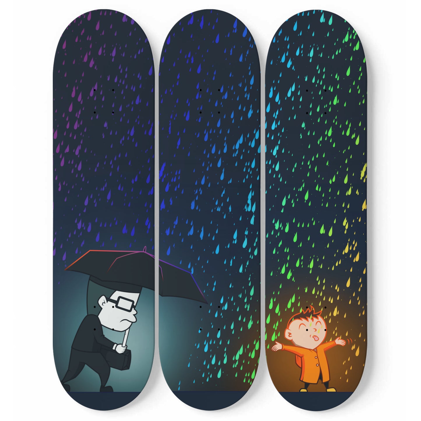 Banksy Color Rain Skateboard Art, Banksy Wall Decor Color Rain Art Pop Art