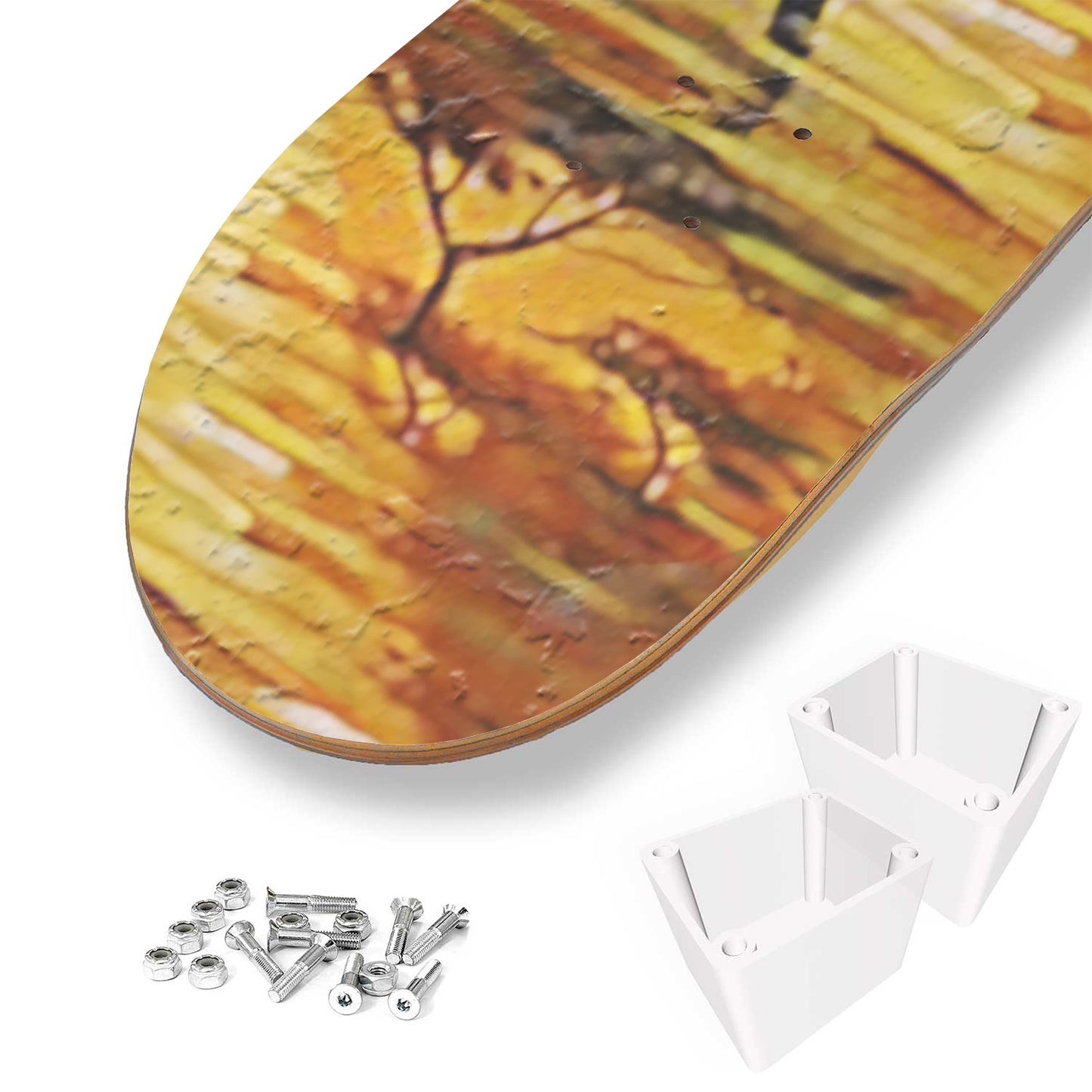 African Elephant Sunset Wall Print | 3 - Set Skateboard Wall Art, Pro - Grade Maple Wood, Living/Dining Room Wall Decor
