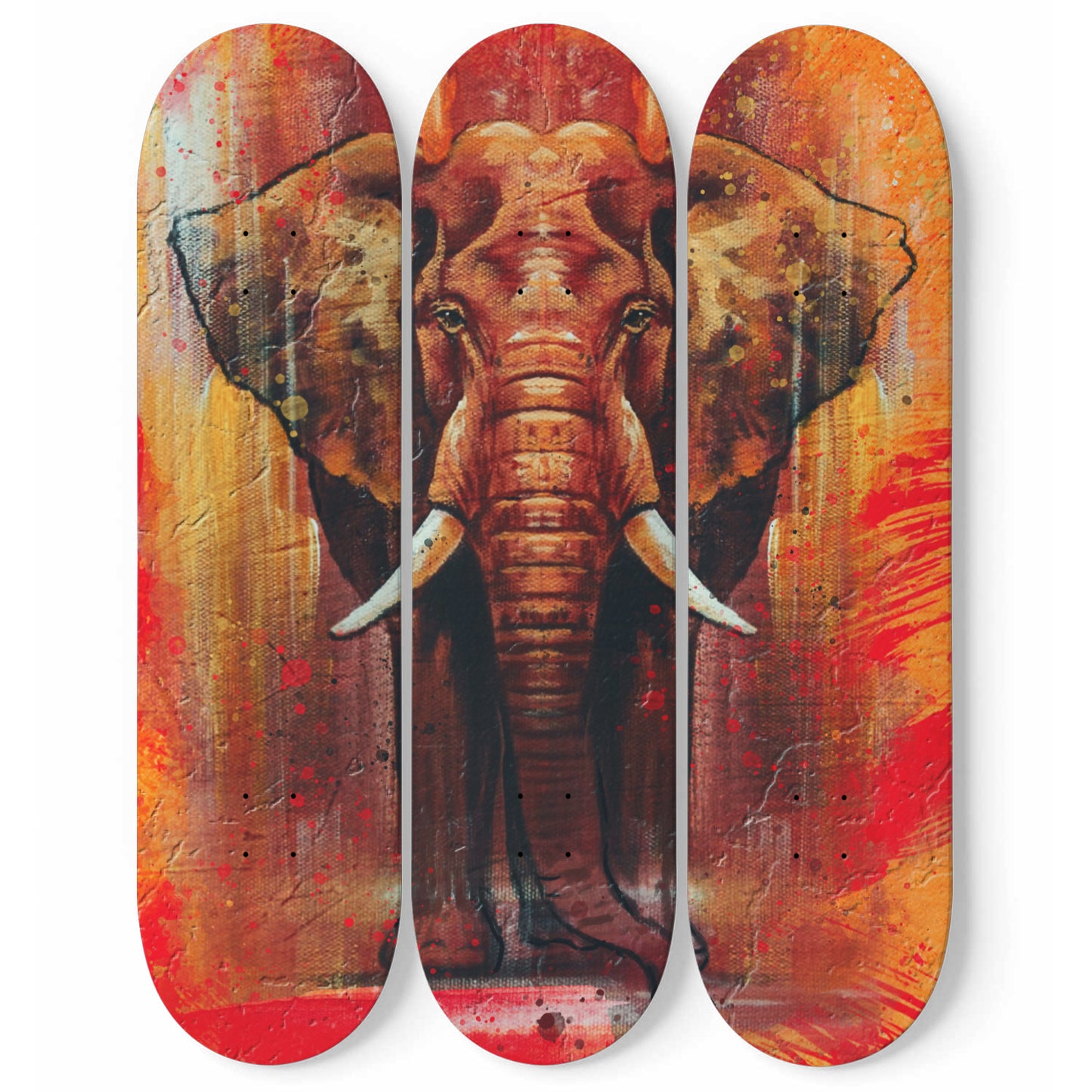 Elephant Wall Art Print | 3 - Set Skateboard Wall Art, Elephant Wall Decor, Home/Office Skate Deck Art