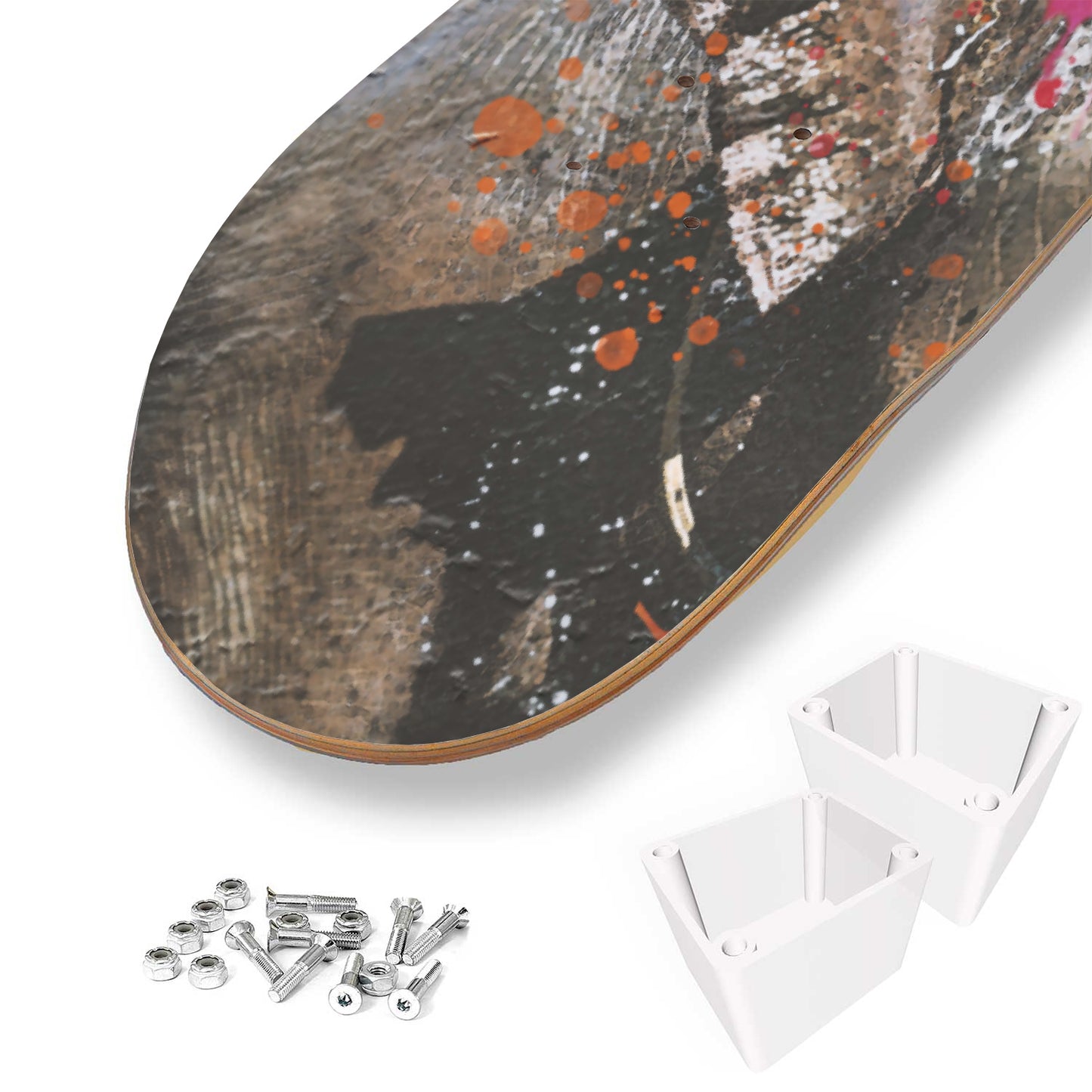 Elephant Watercolor Rainbow Wall Print | 3 - Piece Skateboard Wall Art, Elephant Color Rainbow Skate Deck Art - Maple Wood Skateboards