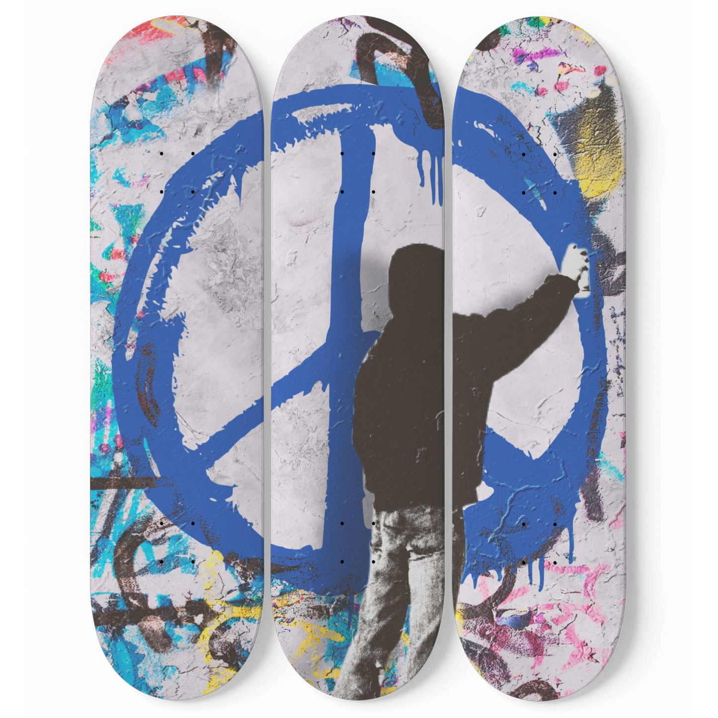 Banksy Martin Watson Spraypaint Graffiti Art | 3 - Set Skateboard Wall Art, Banksy Wall Decor, Living Room/Gameroom Wall Art, New Home Gift