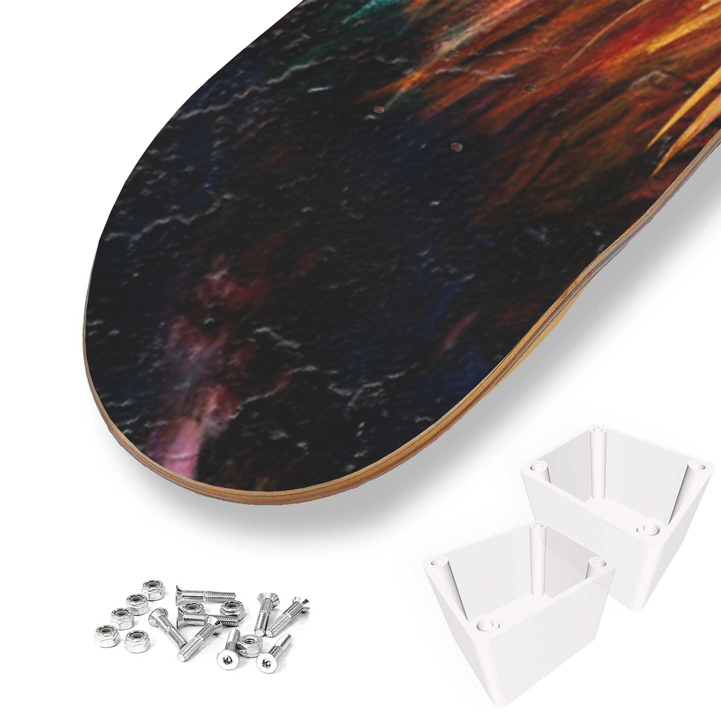 Highland Cow Wall Art Colourful Print | 3 - Piece Skateboard Wall Art, Scottish Cow Skate Deck Art - Maple Wood Skateboards