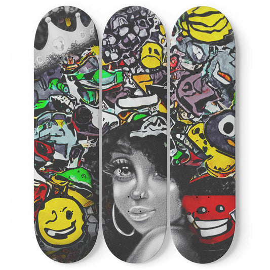 Beautiful Girls Skate Deck Graffiti Wall Art Pop Art Skateboard Print For Home Decoration Wall Hanging