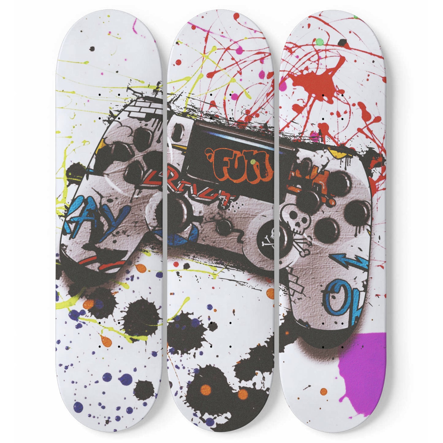 PlayStation Controller Graffiti Skateboard Wall Art Gamers Street Gallery Wrapped Skate Deck Art