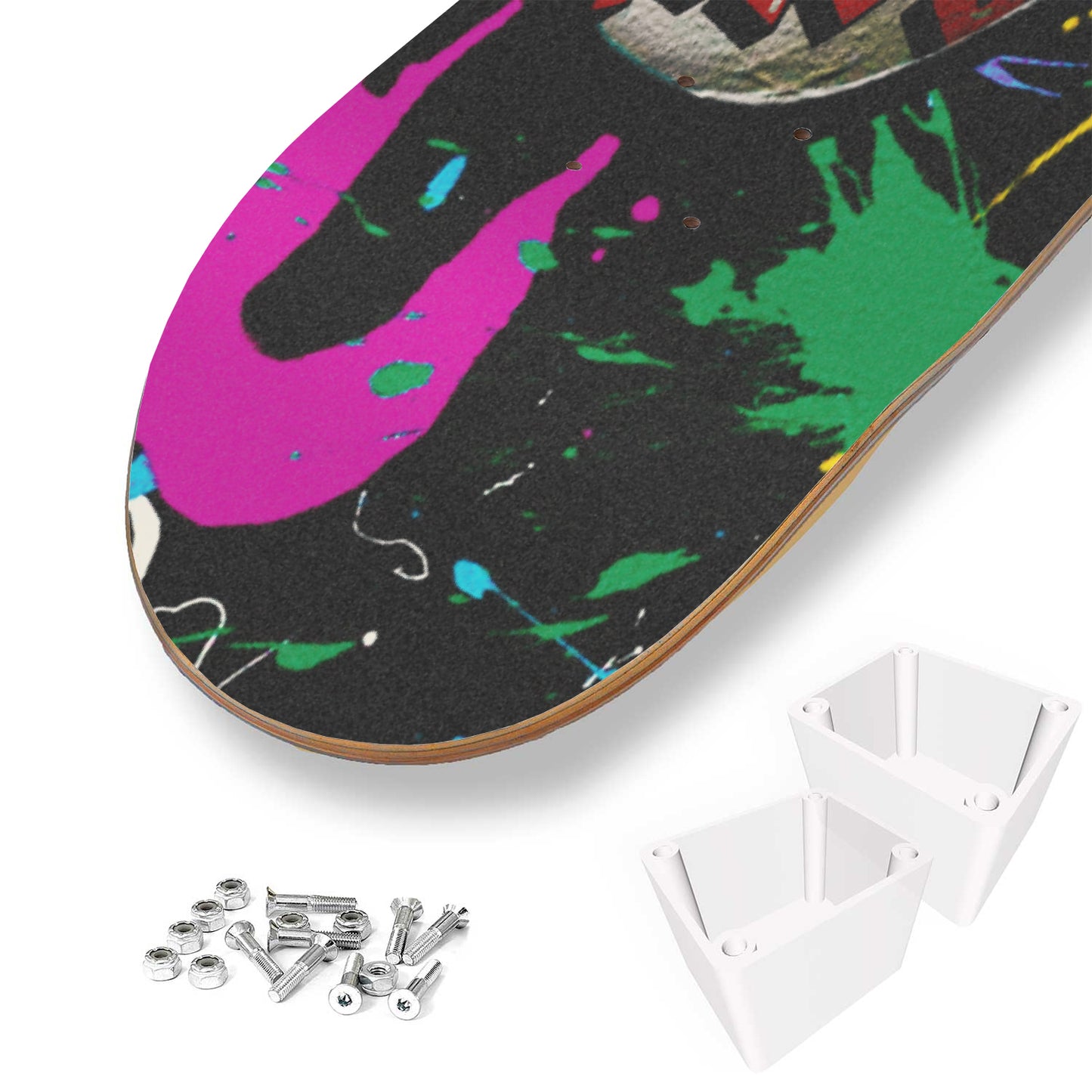 Graffiti PlayStation Gaming Controller Skateboard Wall Art Pro-Grade Maple Wood For Game Room Wall Decor