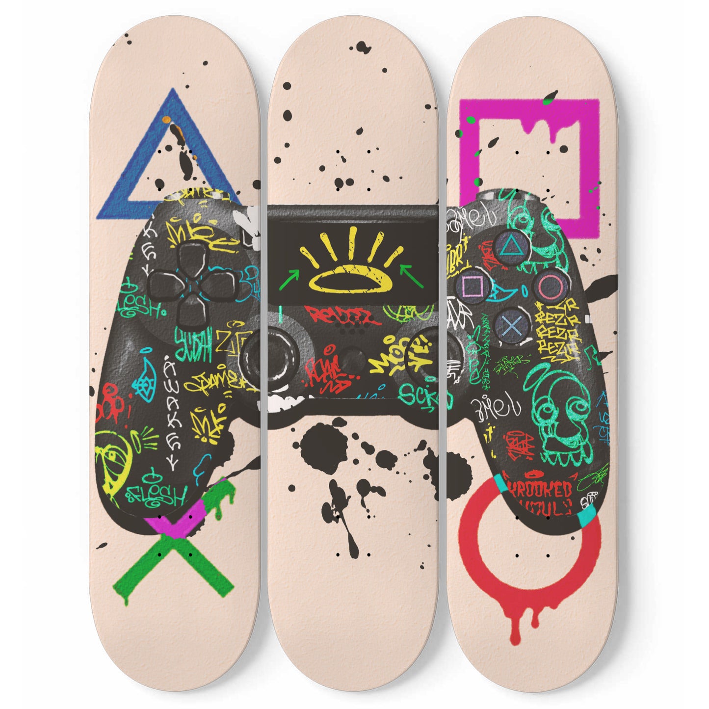 PlayStation Controller For Game Room Graffiti Prints Skateboard Art Playstation Wall Decor Gift Ideas For Dad