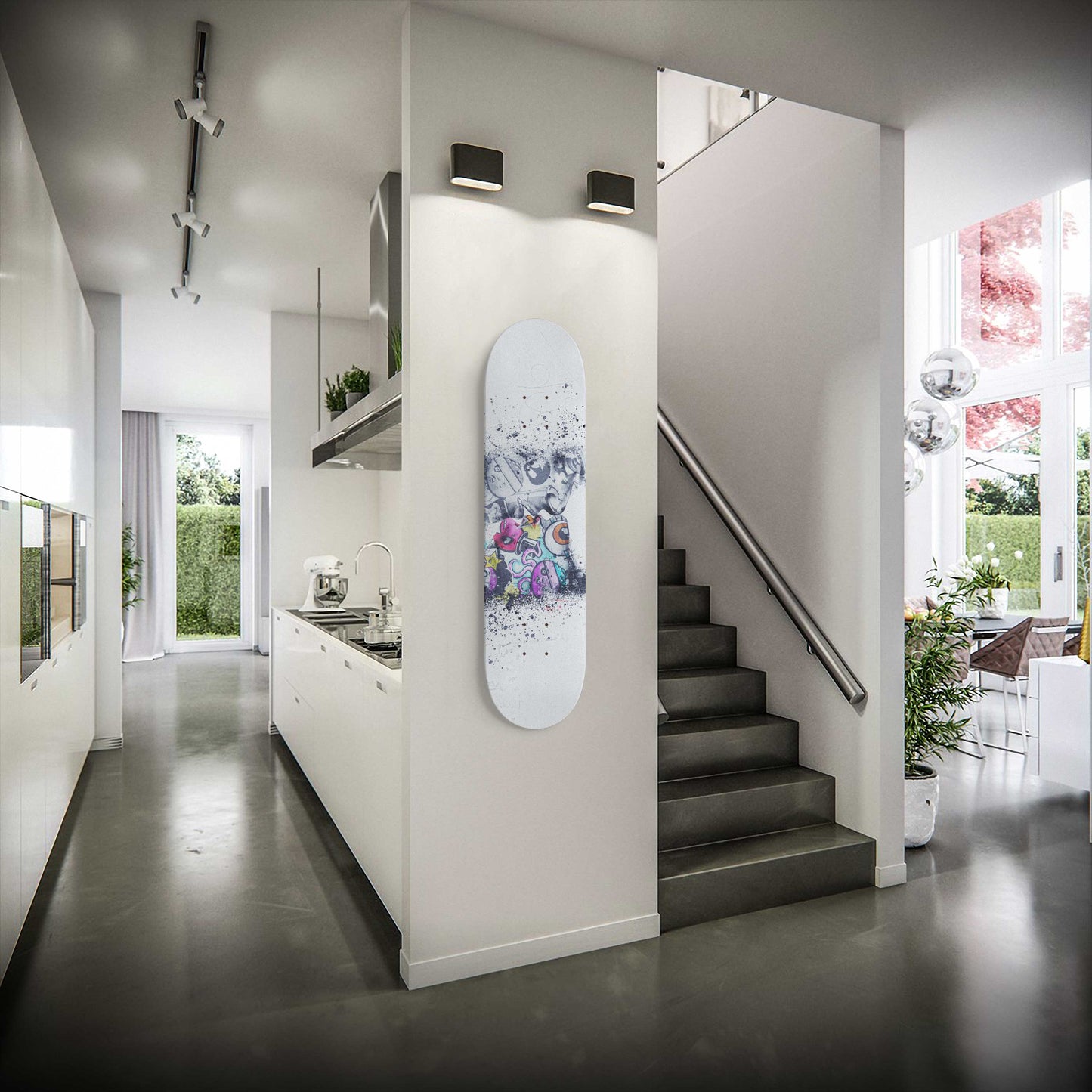 Banksy Kiss Graffiti Street Art | 1 - Piece Skate Deck Art, Pro - Grade Maple Wood Wall Hanging, Housewarming Gift