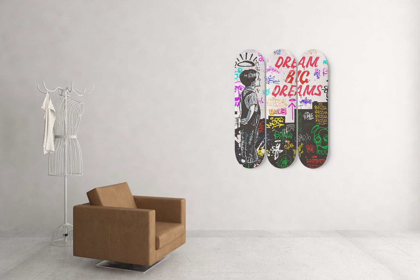 Banksy Dream Big Dreams Skateboard Wall Art Street Pop Art Style Banksy Print Modern Wall Art Decor