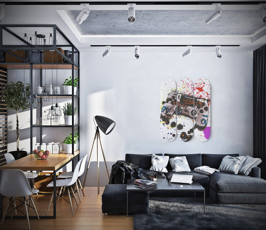 PlayStation Controller Graffiti Skateboard Wall Art Gamers Street Gallery Wrapped Skate Deck Art