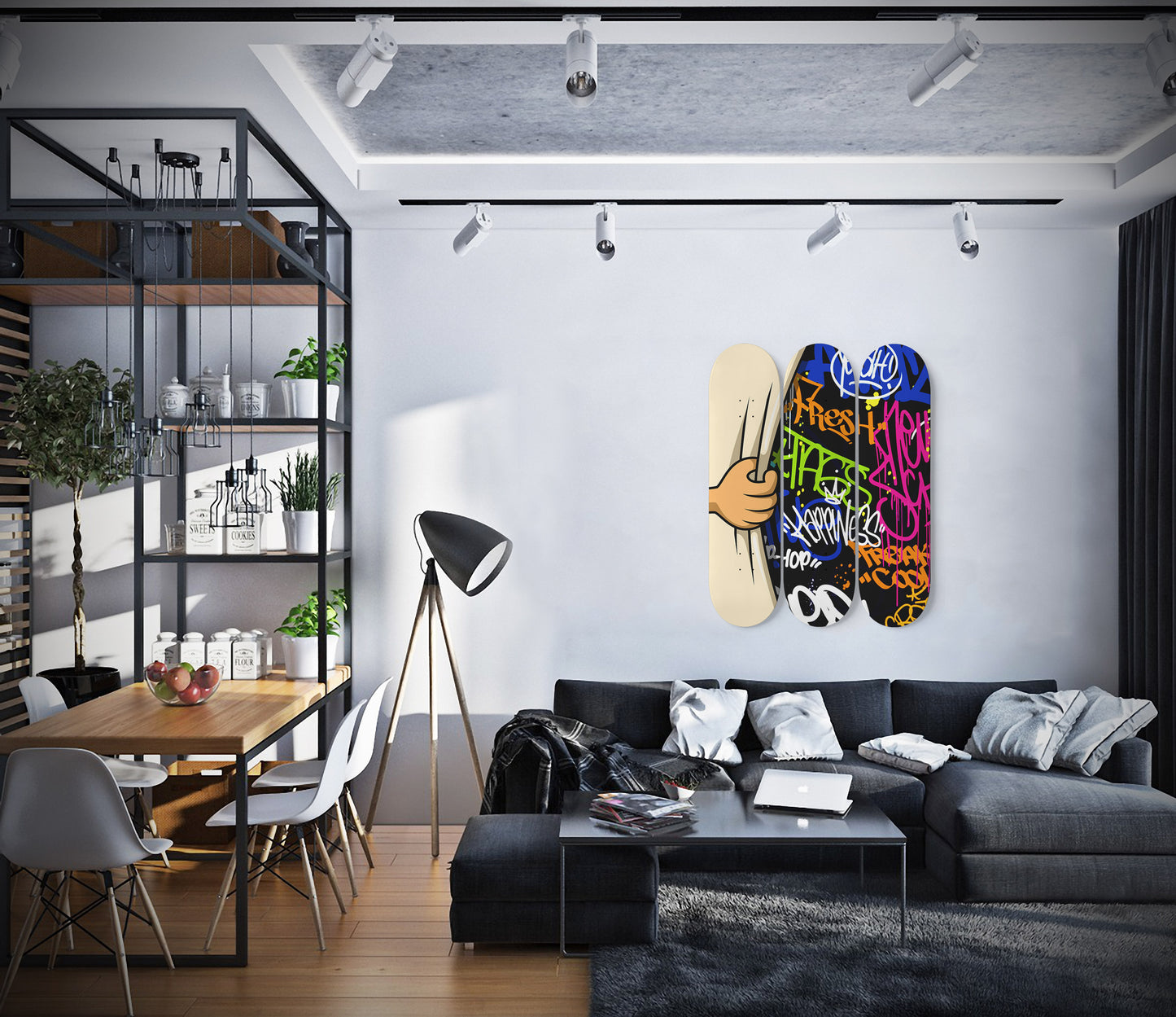 Banksy Pull Back Urban Art Behind The Curtain Skateboard Wall Art Banksy Print Decor Pro-Grade Maple Wood Wall Hanging Graffiti