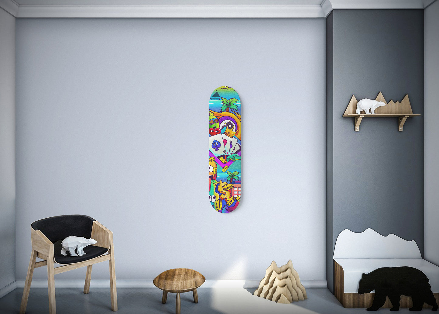 Cali Beach Fun Doodle - 1 Piece Skateboard Wall Art