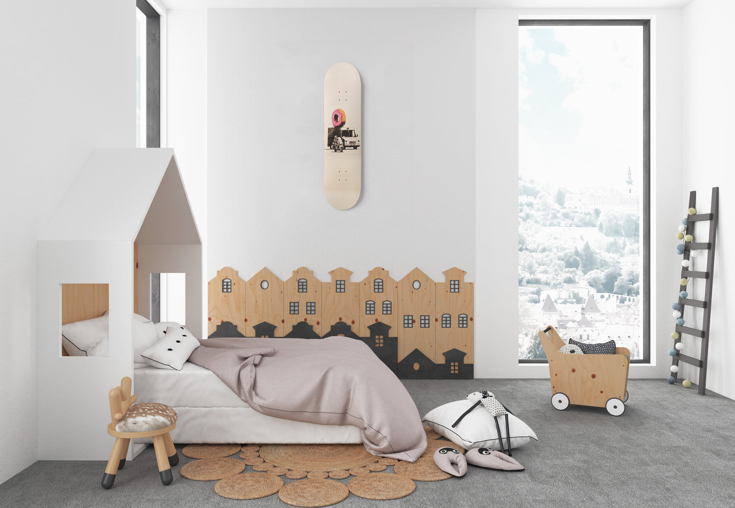 Banksy Donut Truck Artwork | 1 - Deck Skateboard Wall Art, Pink Donut, Banksy Print Nursery Room Sign
