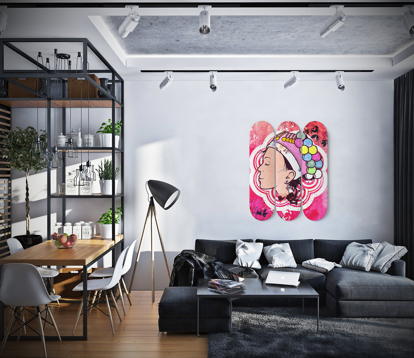 Hmong girl with Traditional Hat - 3 Piece Skateboard Wall Art